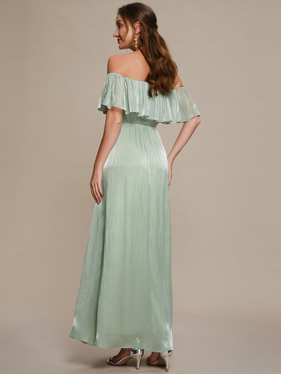 Robe Longue à Volants Épaules Dénudées